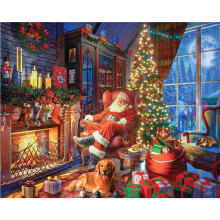White Mountain Sleepy Santa Christmas Puzzles 1000 Pieces Jigsaw Puzzle for Adults and Families
