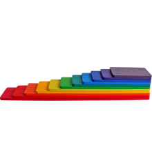 Dinhon 11 PCS Houten Regenboog Bord Gigantisch Stapelspel Puzzel Bouwstenen Speelgoed Voor Kinderen 3 Jaar