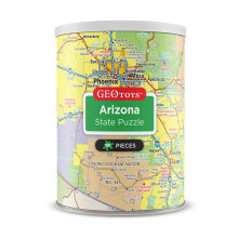 Geotoys Puzzle Mini Estado Arizona - Rompecabezas de 100 Piezas en Lata Portátil, 13" x 10"