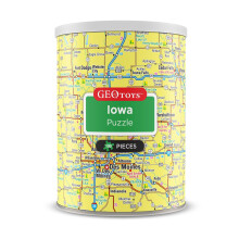 Rompecabezas Mini Estatal Iowa de Geotoys - 100 Piezas para Niños y Adultos en Lata Portátil, 13" x 10"