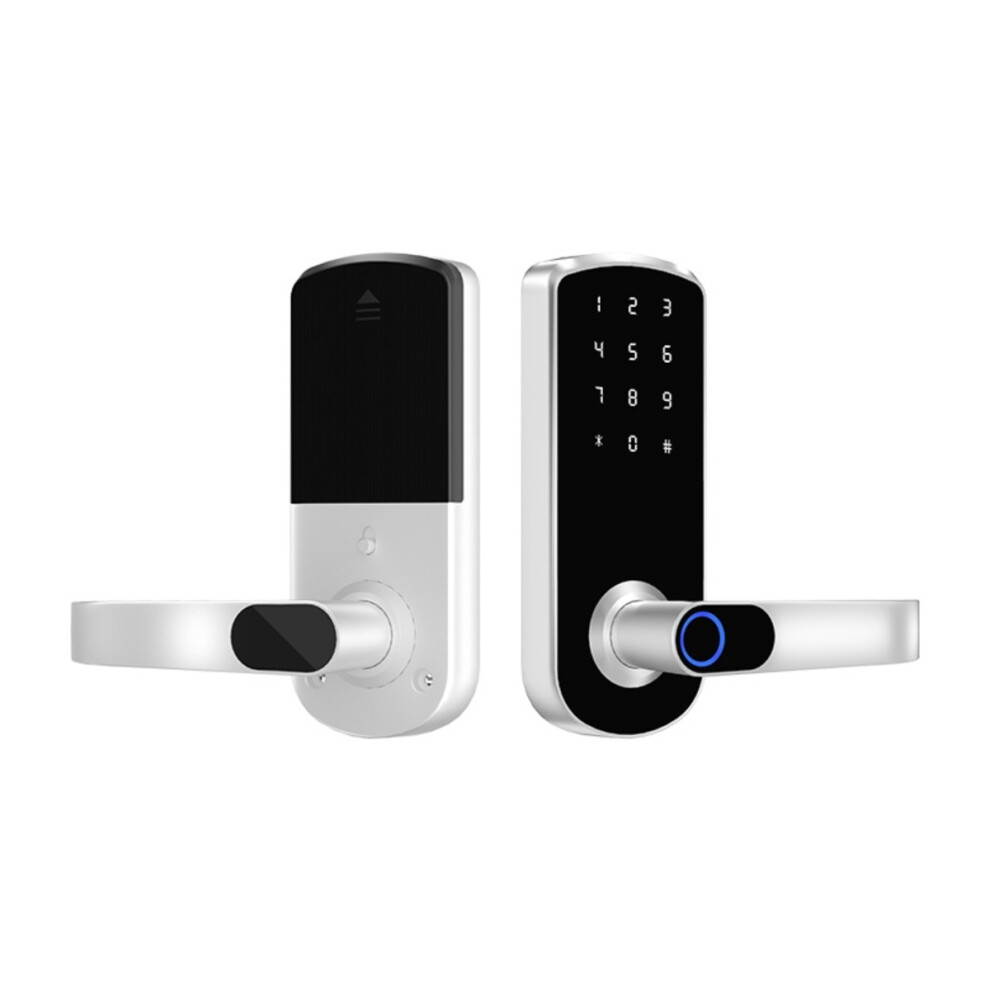 Smart Door Lock Fingerprint Tuya - Ttlock Bluetooth Biometric Keyless Entry For Home, Apartment, Hotel, School Silver 7314281137366