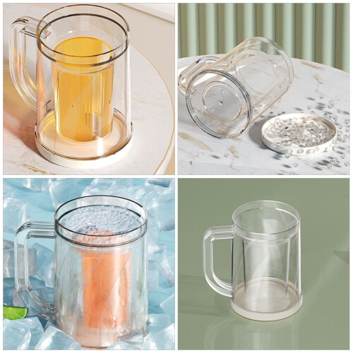 Vaso de hielo de plástico reutilizable con asa, 350 ml 2