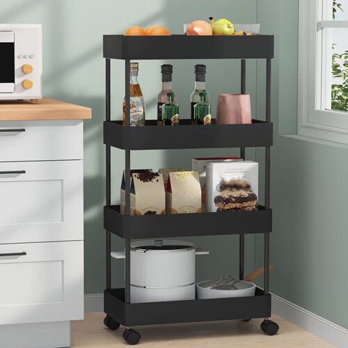 Carrello portaoggetti mobile a 4 ripiani per cucina e bagno 1