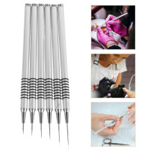 Detail Liner Brush Threaded Nail Art Brush Set for Manicure 3Pcs Silver Metal