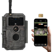 Cámara de vigilancia 4G LTE con tarjeta SIM y aplicación, vídeo H.265 de 48 MP, visión nocturna infrarroja sin brillo de 25 m, detector de m
