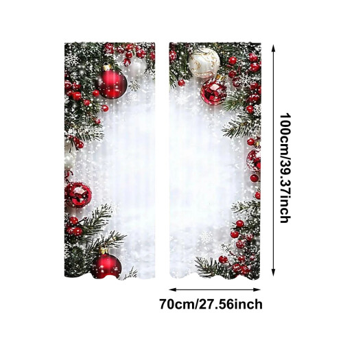 Christmas Ball Curtains 2 Pack Red Snowflake Pine Design 2