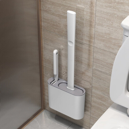Escova de vaso sanitário de parede com suporte, plástico 1