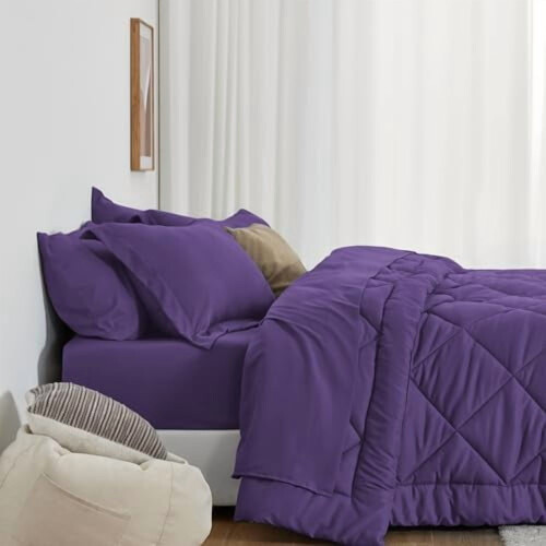 Set copripiumino viola king size da 7 pezzi 2