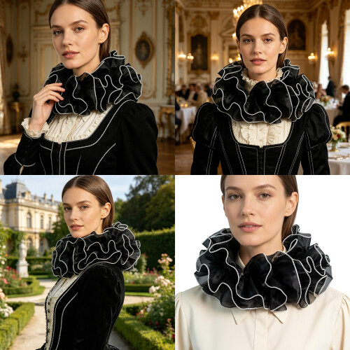French Styles Detachable Collar Decorative Jabot-wine red 2
