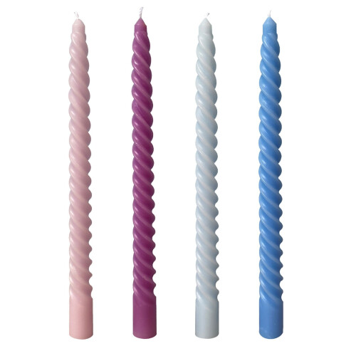 Bougies coniques à motif spirale, lot de 4 1