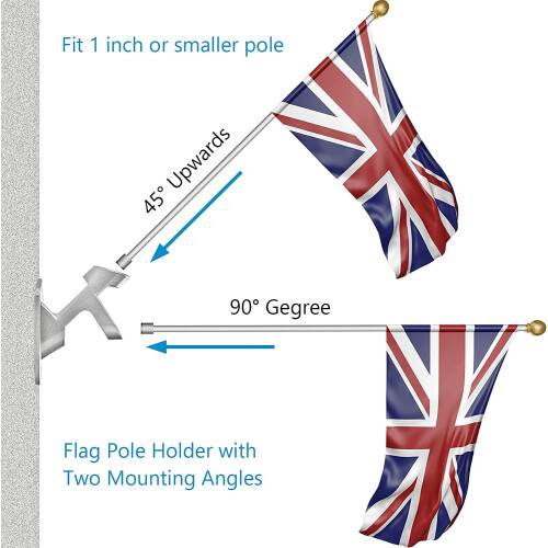 Aluminium flagstangsbeslag 1" ID2-position sølv 2