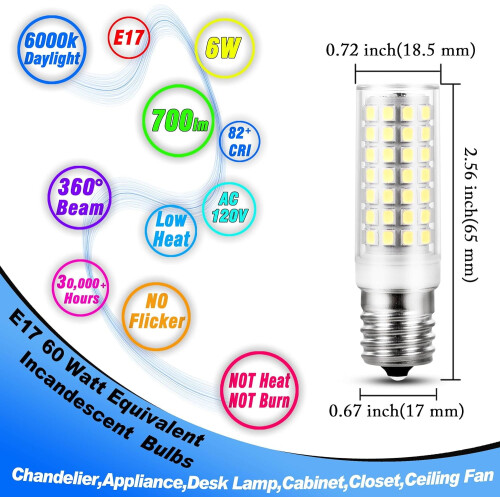 Bec LED E17 6W 6000K 700lm, pachet de 5 2