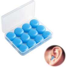 12 tapones para los oídos de silicona, color azul, para niños y adultos, protección contra el ruido, comodidad óptima para dormir.