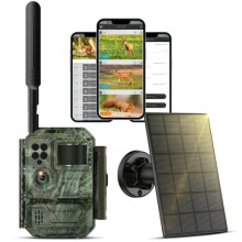 Cámara de caza solar 4G 1080P, visión nocturna a color, clasificación IP66, gran angular de 120, con tarjeta SIM/aplicación