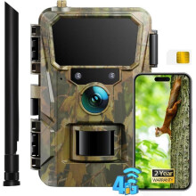 Cámara de vigilancia 4G LTE, cámara de vigilancia 2K HD con tarjeta SIM, visión nocturna infrarroja y fototrampa activada por movimiento.