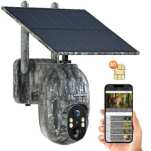 Cámara de vigilancia solar con Wi-Fi, 4G LTE, conexión celular, ranura para tarjeta SIM, audio bidireccional, batería de 10400 mAh, visión n