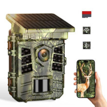 Cámara de vigilancia 4K de 60 MP con WiFi/APP, visión nocturna de 100, alcance de 25 m, batería de 2600 mAh, tarjeta de 32 GB.