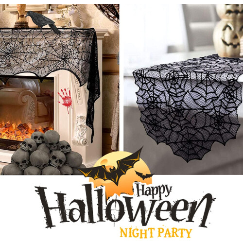 Halloween decoratieset: haardkleed, tafelkleed, 2