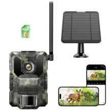 Cámara de caza solar 4G, cámara de rastreo 2.5K, visión nocturna, gran angular de 120, SIM/APP
