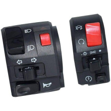par de interruptores para manillar de motocicleta, controlador, bocina, intermitentes y botón de arranque.
