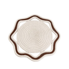 Artistieke Achthoekige Placemat-wit donkerbruin 18cm