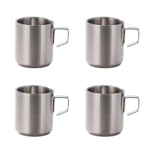 Set van 4 koffiemokken van 304 roestvrij staal,-Zilver 200ml