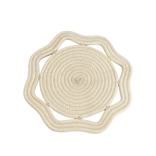 Decorative Octagonal Placemat Heatproof Handmade-white 18cm