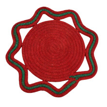 Stylish Heat Resistant Placemat Nonwoven-red and green 30cm