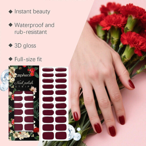 Zephoco Waterproof Nail Decal 3D Three-Dimensional Gloss Rub-Resistant Waterproof Temperament Red Beautiful Nail Paste 2
