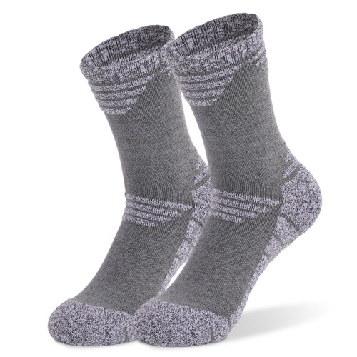 Hiking Socks Thermal Merino Wool Crew Gray L