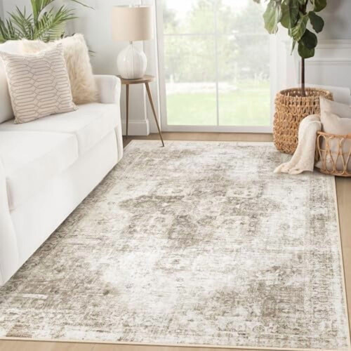 Vintage Boho Medaljon Tæppe Taupe 9x1,5 m