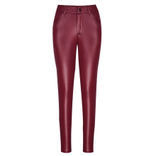 Damen-Kunstlederhose, schmal geschnitten, rot