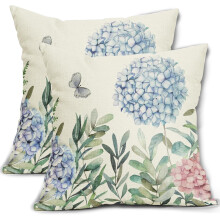 Fundas de almohada con estampado floral primaveral, 40 x 40 cm, juego de 2