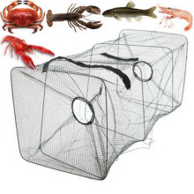 Armadilha dobrável para caranguejos em tela de nylon com estrutura de liga metálica, 20x20x48cm