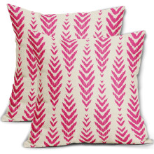 Boho-Kissenbezüge in Pink, 20x20 cm, Leinen, 2er-Set