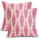 Conjunto de 2 capas de almofada boho rosa choque 20x20 em linho 1