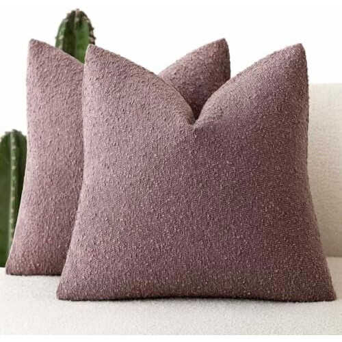 Σκούρο μωβ κάλυμμα μαξιλαριού Boucle 22x22 ίντσες, συσκευασία των 2