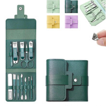 Portable Nail Clipper Set (12/16pcs), Folding Leather Manicure Kit with Clippers, Toenail Grooming & Personal Hygiene Care
