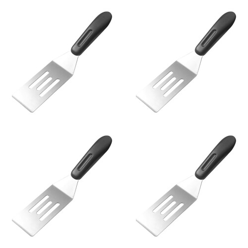 Conjunto de 4 mini espátulas de aço inoxidável para cozinhar e assar.