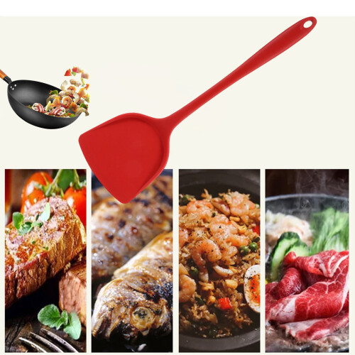 Espátula de cozinha de silicone vermelha – resistente ao calor.