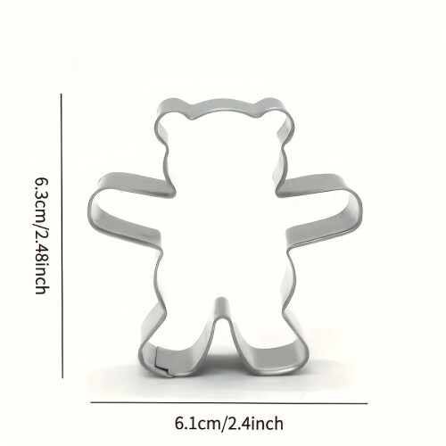 Cortador de biscoitos em aço inoxidável em formato de urso, 6,35 cm (2,5 polegadas)
