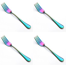 Regenbogenfarbenes Dessertgabeln-Set aus Edelstahl, 4-teilig