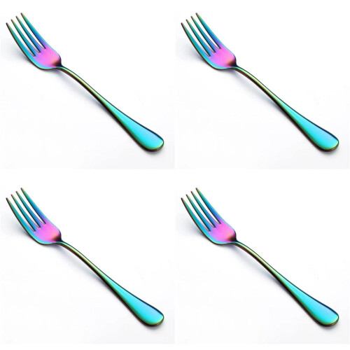 Regenbogenfarbenes Dessertgabeln-Set aus Edelstahl, 4-teilig