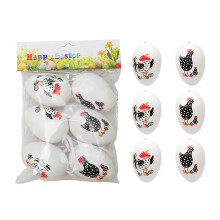 Paasei-ornamenten met 3D-haanontwerp (6 stuks)