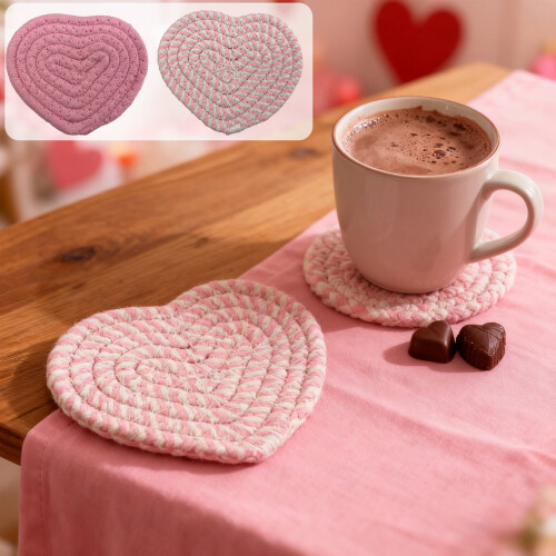 Mantel individual aislante térmico de algodón con forma de corazón – 1 unidad