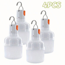 Conjunto de 4 lâmpadas LED recarregáveis via USB em ABS para decoração de emergência.
