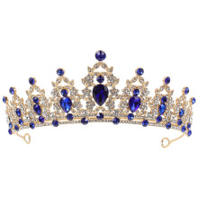 Morsiamen tiara strassi kruunu sininen sinkkiseos