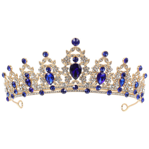 Brauttiara mit Strasssteinen, blaue Zinklegierung