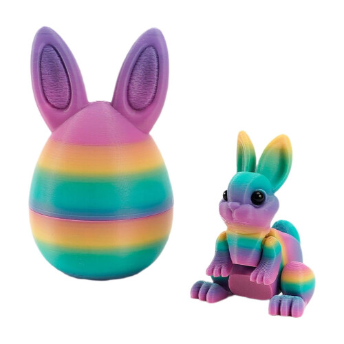 3D-printede påskehareegg, fleksible, leddede, 6 stk.
