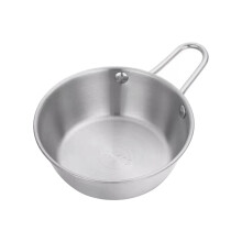 Bol Ă vin de riz en acier inoxydable avec anse, taille moyenne, couleur argent